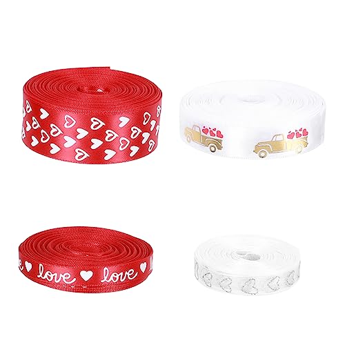 NUOBESTY 1 Satz Valentinstag Band Ribbon Ripsband Partydekoration Geschenkverpackung Bänder Zum Basteln Weihnachtsbogenband Geschenkband Für Diy- Band-diy-zubehör Polyester 4 Rollen von NUOBESTY