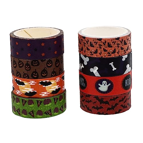 NUOBESTY 1 Satz Washi-tape Halloween-aufkleber Abdeckband Dekoratives Klebeband Halloween-klebeband Strumpffüller Ebt Fröhliches Halloween-band Washi-klebeband Farbiges Band Papier 8 Rollen von NUOBESTY