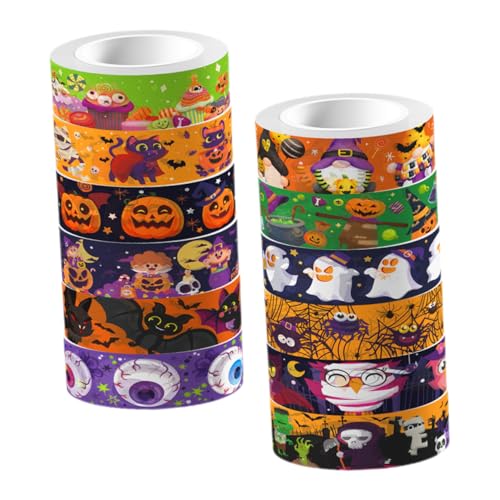 NUOBESTY 1 Satz Washi-tape Süß Handkontenbänder Halloween-band Festival-washi-tapes Ästhetisches Washi-tape Scrapbook-diy-klebebänder Süßes Band Colorful Japanisches Papier 12 Rollen von NUOBESTY