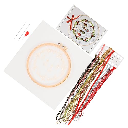 NUOBESTY 1 Satz Weihnachtskreuzstich Bausatz Bausätze Freundschaftsarmband-kit Zubehör Stickperlen Häkeln Stickrahmen Stoff Stickgarn Kunst-kit Bastelsets Stickfaden Baumwollkleidung von NUOBESTY