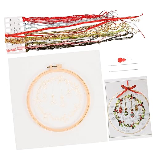 NUOBESTY 1 Satz Weihnachtskreuzstich Häkeloutfit Kreuzstichpackungen Dekorationswerkzeuge embroidery kit embroidery set Stickwerkzeugsatz Stickset zum Thema Weihnachten Baumwollkleidung von NUOBESTY