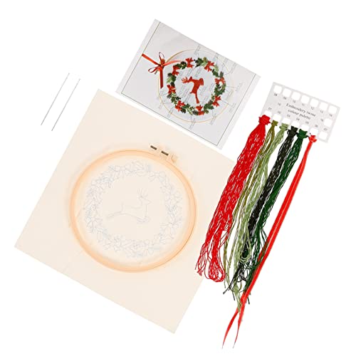 NUOBESTY 1 Satz Weihnachtskreuzstich Stickständer Stich-Kits Weihnachts-Sticksets Nadelfilz-Kit Kreuzstich-Set kunsthandwerkliche Stickereien stickzubehör selber machen Baumwollkleidung von NUOBESTY