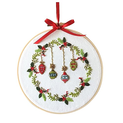 NUOBESTY 1 Satz Weihnachtskreuzstich Stoff Bausätze Stickgarn Kreuzstich-Set embroidery kit embroidery set kunsthandwerkliche Stickereien Stickset zum Thema Weihnachten Baumwollkleidung von NUOBESTY