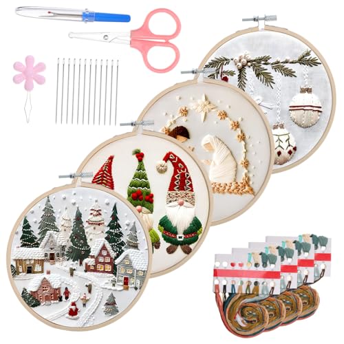 NUOBESTY 1 Satz Weihnachtsset-stickerei Bastelset Für Weihnachtsschmuck Bausatz Weihnachts-stickset Stickset Weihnachten Weihnachtsstickerei Weihnachtsornament-kit Bettwäsche Aus Baumwolle von NUOBESTY