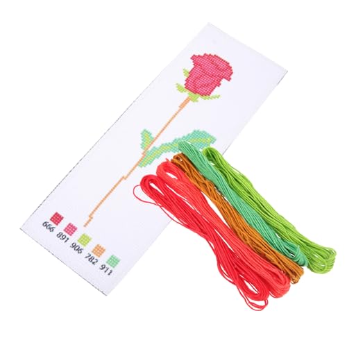 NUOBESTY 1 Satz Weiße Lesezeichen Kreuzstich-set Gestempeltes Stichset Tagebuch-kit Bastelsets Bausatz Stickrahmen Bausätze Freundschaftsarmband-kit Stickmaschine Armbänder Colorful Leinen von NUOBESTY