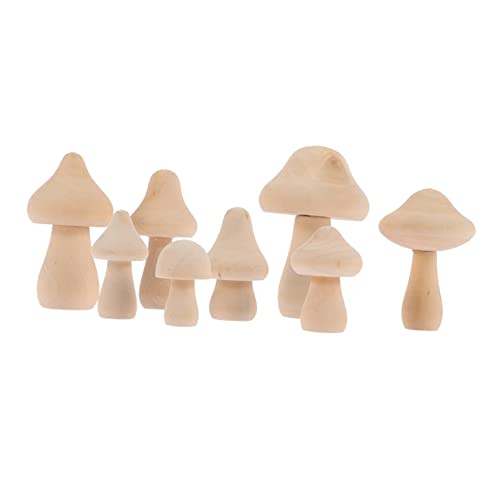 NUOBESTY 1 Satz Weißer Embryo-pilz-ornament Getrocknete Pilze Figuren Unlackierter Pilz Pilzplüsch Pilz Handwerk Pilz Kissen Kanister Pilz-bastelset Mini-pilze Holz Beige 8st von NUOBESTY