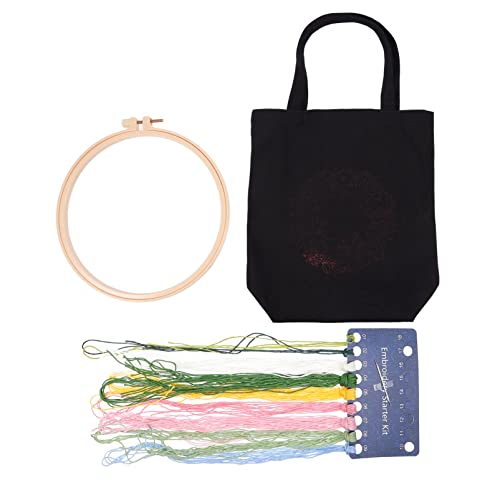 NUOBESTY 1 Satz bestickte Tasche aus Segeltuch Bausatz große Tragetasche aus Segeltuch Handtaschen Bausätze embroidery kit Stickset Handtasche aus Segeltuch wiederverwendbare Tasche von NUOBESTY