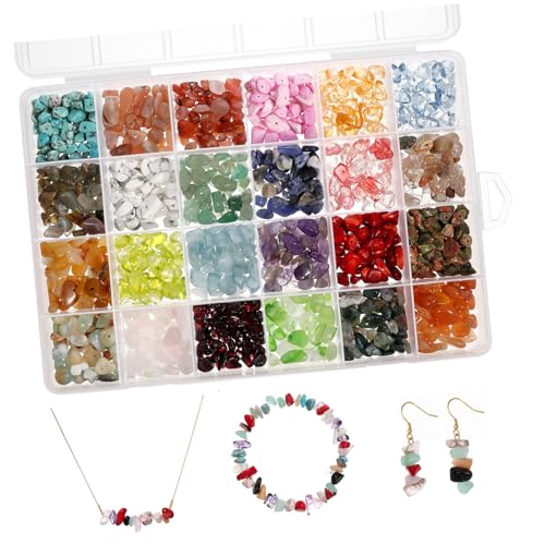 NUOBESTY 1 Schachtel natürlicher Kies Bausatz Kits zur Schmuckherstellung Chip Ring funkeln natursteinperlen schmucksteine the gems Abstandsperlen selber machen unregelmäßige Steinperlen von NUOBESTY