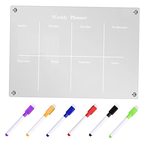 NUOBESTY 1 Set Magnetisches Transparentes Whiteboard Magnetischer Kühlschrankkalender Kühlschrankmagnet Radiergummis Magnetische Menütafel Für Kühlschrank Notizblöcke Wöchentliche von NUOBESTY