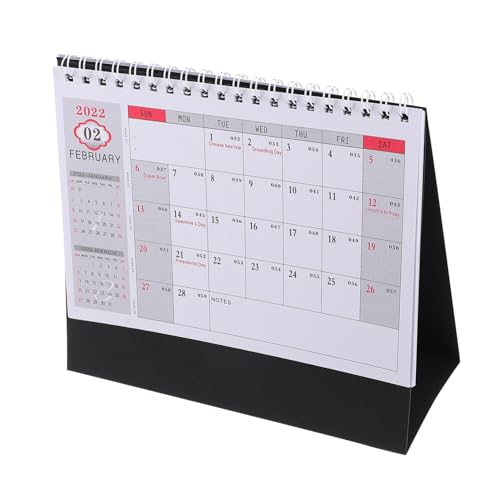 NUOBESTY 1 Stück 2022 Englischer Tischkalender 2022 Jährliches Agendabuch Tischkalender Auf Staffelei Tischkalender 2022 Stand Langlebiger Bürokalender Heimkalender Papier Black von NUOBESTY