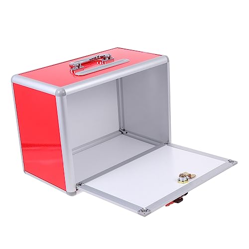 NUOBESTY 1 Stück Karton Wahlurne safes the safe Einfache Wahlbox Sichere Abstimmungsbox aluminiumkiste Abstimmungskasten Karte Slot Schlüssel Code Paket Kanten aus Aluminiumlegierung rot von NUOBESTY