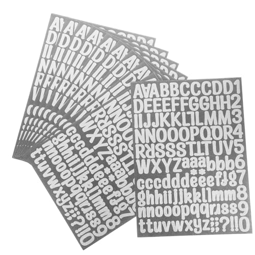 NUOBESTY 10 Blätter Buchstabenaufkleber Alphabet-Wandtattoos Nummernaufkleber klein Briefe one piece aufkleber scrapbooking sticker Alphabet-Aufkleber klein kleine Aufkleber Papier Silver von NUOBESTY