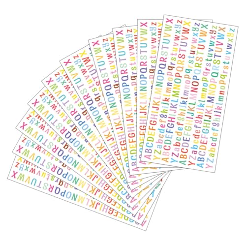 NUOBESTY 10 Blätter Buchstabenaufkleber Etiketten Für Gläser Papier Postfächer Tapeten Selbstklebende Tapete Klebeetiketten Brief Klebstoff Wasserfeste Aufkleber Pvc Colorful von NUOBESTY