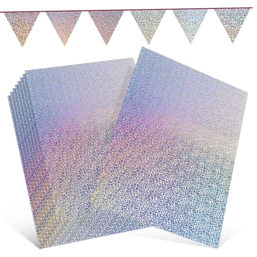 NUOBESTY 10 Blätter Glitzerpapier Papier Zum Basteln Bunte Papiere Schimmernder Karton Glitzerkarton Bunter Karton Holografischer Karton Holografisches Aufkleberpapier Papierstau von NUOBESTY