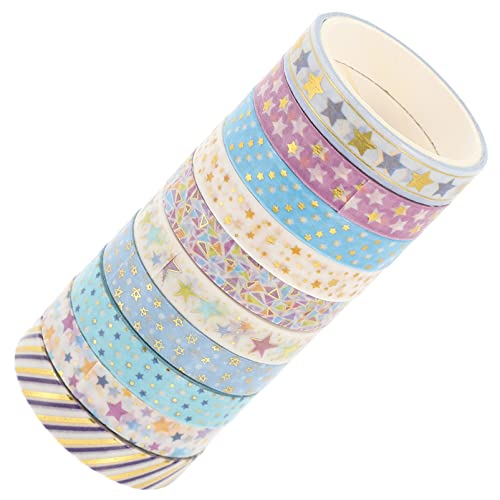 NUOBESTY Selbstklebende Washi-klebebänder 10 Rollen Dekorative Scrapbook-klebebänder 2 M/rolle Geschenkband Zum Basteln Planeraufkleber von NUOBESTY