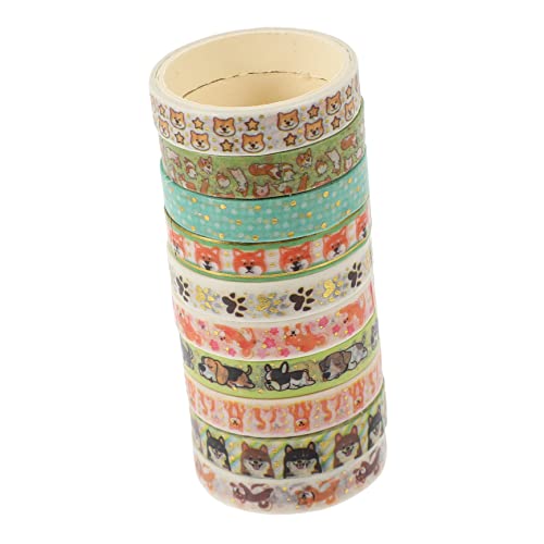 NUOBESTY Scrapbooking-klebebänder 10 Rollen Washi-klebebänder mit Herzmuster Dekorative Tagebuch-klebebänder Bastelklebeband mit Haustiermotiv für Handbücher von NUOBESTY