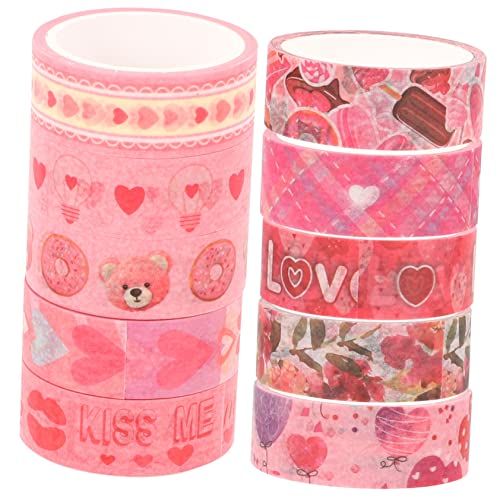 NUOBESTY 10 Rollen Valentinstag Washi Tape Klebeband klebrig Scrapbooking geschenkideen valentinstag valentine decoration basteln Briefpapier-Set Washi DIY Bastelband bedruckte Klebebänder von NUOBESTY