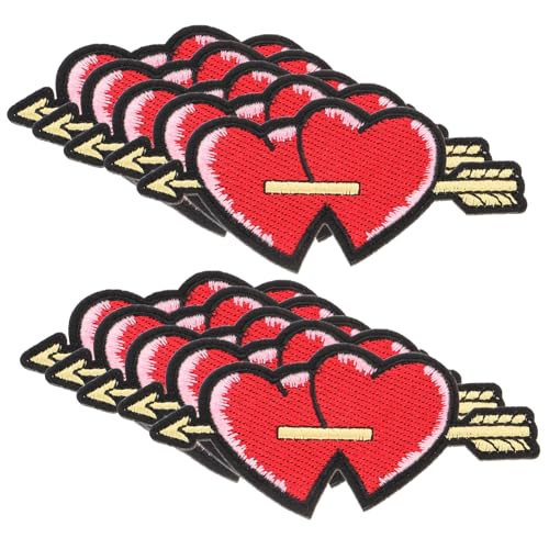 NUOBESTY 10 Stk Herz Bestickter Stoffaufnäher Herz Dekorationen Gestickte Aufnäher Patches Nähen Aufkleber Für Patches Stern Flicken Nähen Puffer Karierter Aufnäher Heimwerken Rot von NUOBESTY