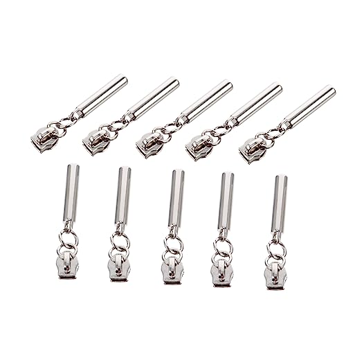 NUOBESTY 10 Stk Reißverschluss Koffer tragen handhaben Bausatz Beutel zipper repair reisverschluss zipper auswechseln Reißverschlüsse für DIY-Kleidungsstücke Zuglaschen reparieren Silver von NUOBESTY