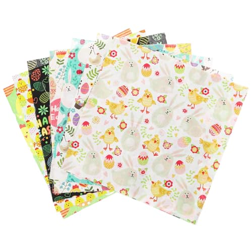 NUOBESTY 10 Stück -Baumwollstoff Ei Kaninchen Huhn Blumendruck Steppdeckenstoff Ostern Nähen Quiltstoff Diy-Ostern-Themen-Patchwork-Bündel Zum Nähen 25 Cm von NUOBESTY