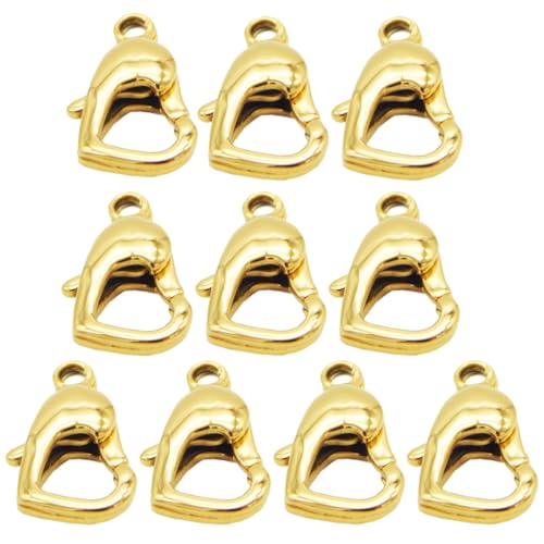 NUOBESTY 10 Stück Edelstahl Herzschnalle Mit Mehreren Goldketten Für Die Schmuckherstellung Quetschperlen Geschichtete Halskette Verschluss Charm Halskette Kit Goldfarben DIY von NUOBESTY