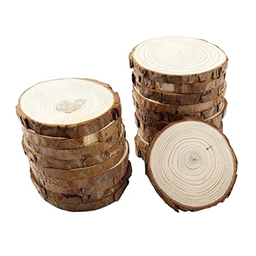 NUOBESTY 10 Stück Holzscheiben DIY Weihnachtsschmuck Baumrinde Holzscheiben Baumstamm von NUOBESTY