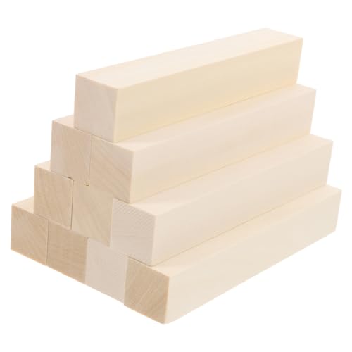 NUOBESTY 10 Stück Linde Geschnitzte Holzklötze Bausteine Große Holzklötze Babyklötze Holzbaby Holzklötze Holzstäbe Schlichte Holzklötze Für Babyparty Basteldübel Beige von NUOBESTY