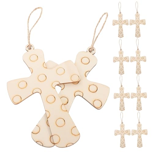 NUOBESTY 10 Stück Unvollendete Holzkreuz Ornamente Zum Basteln Von Kindern Kleine Holzkreuze Hängende Holzornamente Zum Malen Und Graffiti von NUOBESTY