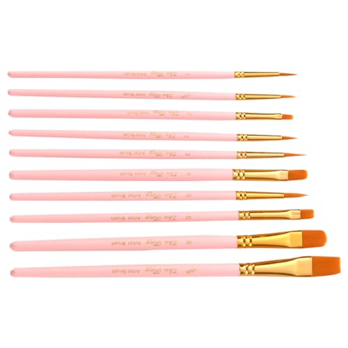 NUOBESTY 10-teiliges Set Pinselset Nasse Palette Prang Kunst Airbrush Spender Wieder Auffüllbar Bahnhof Bausatz Farben Malen Pinsel Mit Holzgriff Ölgemälde Aquarellpinsel Nylonwolle Rosa von NUOBESTY