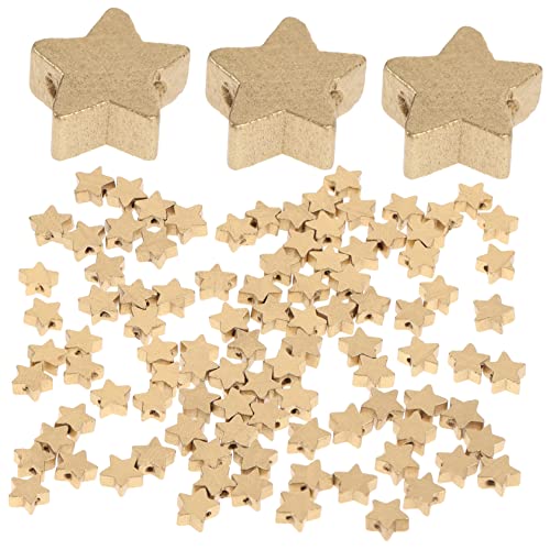 NUOBESTY 100 Stk Diy Hängende Holzscheibe Kinderhandwerk Mini-sternaufkleber Schmuckset Für Bastelsets Kinderprojekte Mini-aufkleber Kinderspielzeug Perlensets Golden Hölzern von NUOBESTY