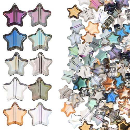 NUOBESTY 100 Stk Pentagramm-Perlen glasperlen Abstandsperlen in Sternform Charms-Perlen Sternanhänger für die Schmuckherstellung Sternenzauber Sternperlen aus Glas Schmuckperlen lose Perlen von NUOBESTY