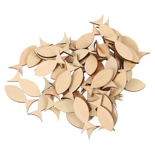 NUOBESTY 100 Stk massiver Fisch aus Holz Graffiti-Chip DIY-Graffiti- Meeresdekor Mini-Etiketten holzspielsachen holz spachtelmasse Kinder malen Spielzeug Holzscheiben selber basteln von NUOBESTY