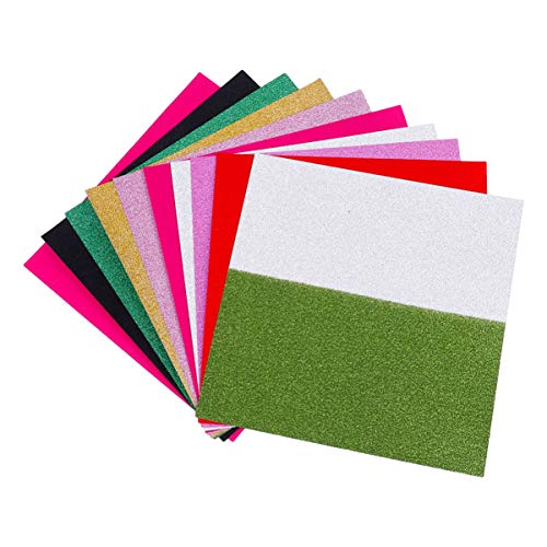 NUOBESTY Materialset 100 Stück Glitzerpapier Kreative Funkelnde Bastelpapierkarten 15 Cm X 10 Farben von NUOBESTY