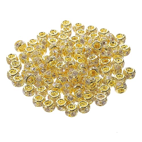 NUOBESTY 100 Stück Kupfer Eingelegte Diamant Abstandsperlen Teesiebe Für Losen Tee Klare Zahlenperlen Strasssteine Plattierte Abstandsperlen Goldene Abstandsperlen Drahtperlen Für von NUOBESTY