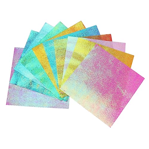 NUOBESTY 100 Stück Schillerndes Faltpapier Quadratisch Glänzendes DIY Handwerkspapier 10 Farben Ideal Für Origami Bastelprojekte Und Papierschnitte von NUOBESTY