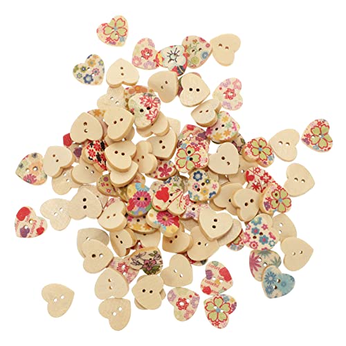 NUOBESTY 100St Holzknöpfe Bausatz Stoffknöpfe Maschine Magnetknöpfe für Kleidung Zubehör Stifte handmade knöpfe buttons for jeans bastelsets für Holzknopf Löcher Knöpfe hölzern von NUOBESTY