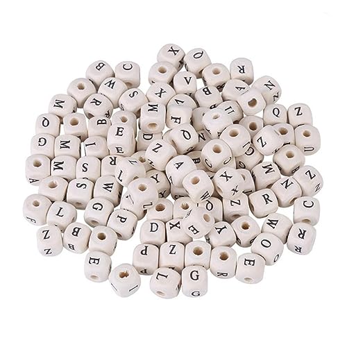 NUOBESTY 100St Holzperlen Armband lose Perlen Herstellung von Halsketten alphabet beads wohnungsdeko wohnraumdeko bastelzeug handwerkskunst Schmuckherstellungszubehör Bambus von NUOBESTY