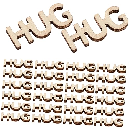 NUOBESTY 100St umarme Masse buchstaben letters Hug Holzornament Basteln schriftzüge Dekor Umarmungsbrief lustig Umarmungsausschnitte Krug Briefe Holzfüllung für Hug-Gläser hölzerne Umarmung von NUOBESTY