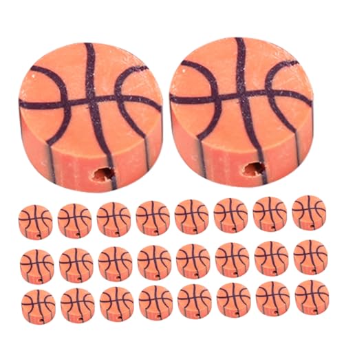 NUOBESTY 100st Basketball-perlenmaterial Spacer-basketballperlen Tonperlen Zur Halskettenherstellung Halskette Mit Basketballperlen Armband Herstellung Kit Perlen Polymer-ton Orange von NUOBESTY