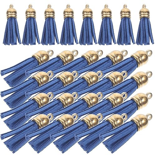 NUOBESTY 100st Farbe Lederquasten Modisch Verschlüsse Reize Charme-schlüsselanhänger Bastelsets Tourperlen Perlen-kits Goldene Quaste Bausätze Strasssteine Schmuck Armbänder Blue Legierung von NUOBESTY