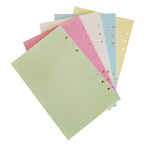 NUOBESTY 100st Notebook-innen Kern Planereinsätze A5-notizbuch A5-ringbuch A5 Ordner 6 Ring A5 Einsätze Liniertes Notizbuch A5-planer A5 Ordnereinlagen A5 Planer Nachfüllen Colorful Papier von NUOBESTY