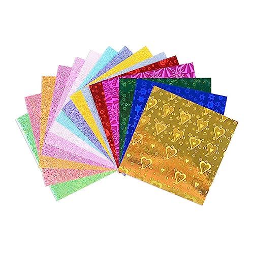 NUOBESTY 100st Origami Quadratisches Bastelpapier Papiere Falten Farbiges Druckpapier Quadratisches Glitzerpapier Farbiges Füllpapier Farbiges Papier Quadratisches Papier Zum Selbermachen von NUOBESTY