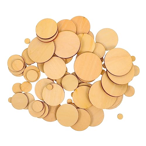 NUOBESTY 100st Runde Dekorative Holzspäne Quadratische Linde Rohlinge Platten Leerzeichen Leere Ausschnitte Graffiti-chips Holzausschnitte Einkreisen Leere Holzspäne Holz Runden Khaki von NUOBESTY