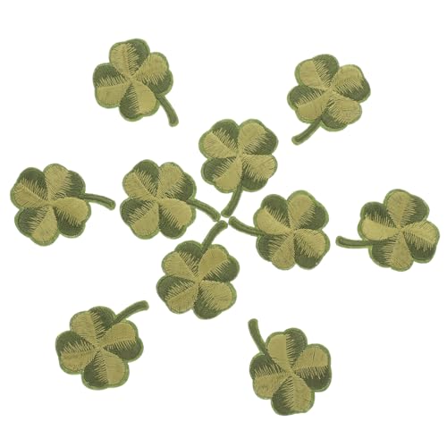 NUOBESTY 10St Aufnäher mit grüner Blattstickerei Kleiderkorb aus Weide st. Patricks Day-Patch Dekorative Flicken Applikationen für Kleidung Grüner Glücksblattfleck Glücksblattflecken Rayon von NUOBESTY