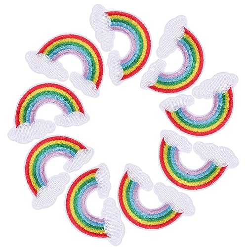 NUOBESTY 10St Bemalte Wolkenstickerei Regenbogenaufkleber Aufnäher für Kleidung für Erwachsene igelkostümkinder fashing costume Kleidungszubehör Stickflicken aufbügeln Stoff Colorful von NUOBESTY