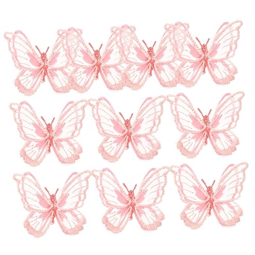 NUOBESTY 10St Bestickter Spitzenschmetterling schmetterling dekorationen Handwerk Patches Vorhang Dekoration Kleidungsreparatur Patches Mehrzweckapplikationen für Bekleidung Flecken Rosa von NUOBESTY