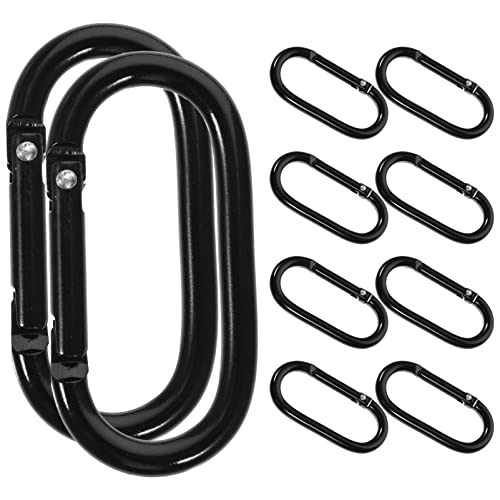 NUOBESTY 10St Federhaken schnappschäkel karabiner outdoor schluesselanhaenger karabiner Seile s Haken mehrzweckhaken elastische Karabiner geformte Rucksackschnallen Aluminiumlegierung Black von NUOBESTY