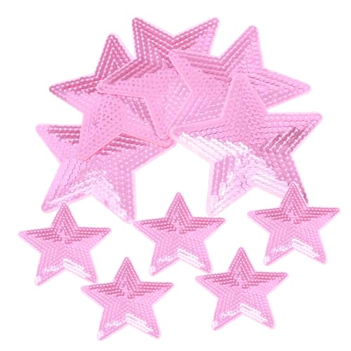 NUOBESTY 10St Flicken für Kleidung warnweste personalisiert pailletten kinderkleidung decor Trans-Tape Abdeckungen für Cool bügeleisen Kleiderflicken in Sternform Craft-Patches Plastik Rosa von NUOBESTY