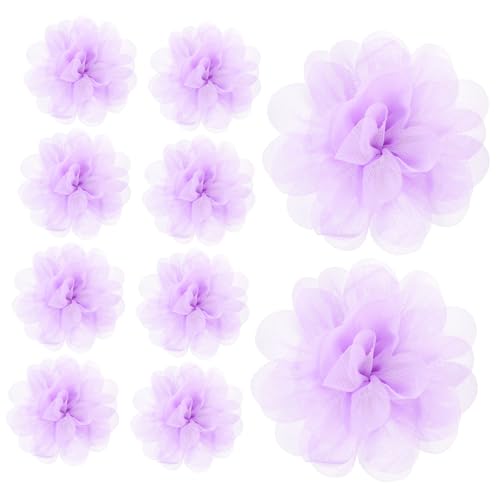 NUOBESTY 10St Haarschmuck mit Blumen gefälscht Blumen- künstliche Bündel Blumensträuße künstliche blüten Artificial Blumen aus Netzstoff DIY Blumendekoration 100d-Chiffon Violett von NUOBESTY