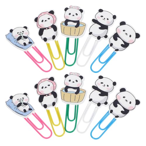 NUOBESTY 10St Panda-Büroklammer Papierklemme büromaterial Zubehör für Partydekoration Notizblock-Clips Büroklammern Panda-Markierungsclips Lesezeichen in Panda-Form Papierstift Umspritzen von NUOBESTY